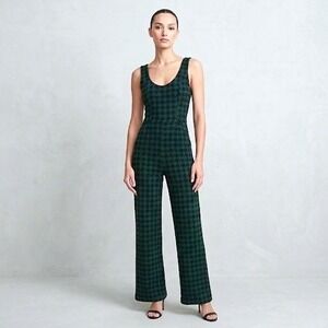 Collectif London Gael Green Houndstooth Pinafore Jumpsuit US 2 New One Piece